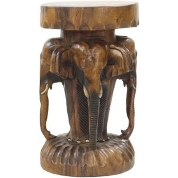 Oriental Galerie Blumenhocker Rundhocker Elefant 50 cm braun (1 St) – Bild 5