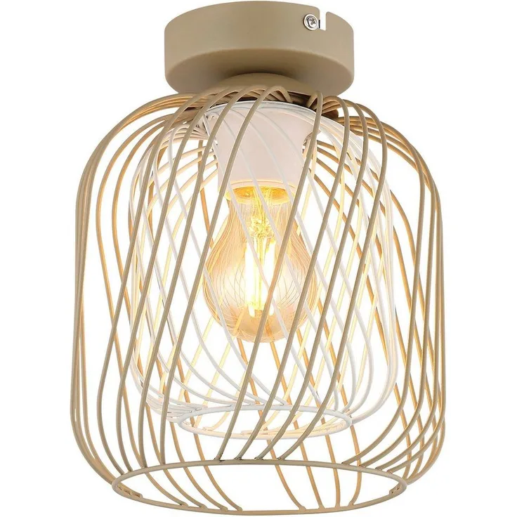 GLOBO LIGHTING Deckenleuchte DICHTI, ohne Leuchtmittel, Deckenlampe/sandfarben/Metallgeflecht/ø: 180mm/