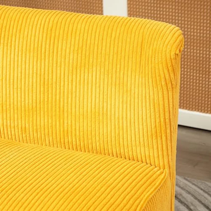 HOMCOM Zweisitzer Sofa, Gelb, elegantes Skandi Design, Kunststoffbezug, 56.5x77x117 cm – Bild 9