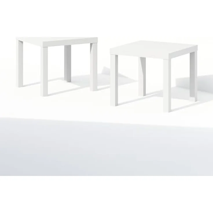 Furinno Classic Homey Quadratischer Nachttisch, Beistelltische, Set von 2, Weiß – Bild 5