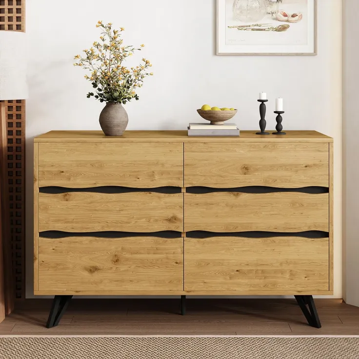 Sideboard, Breite 120cm, Wohnzimmerschrank, Mehrzweckschrank, Schubkastenkommode, Küchenschrank, Aufbewahrungsschrank – Bild 2