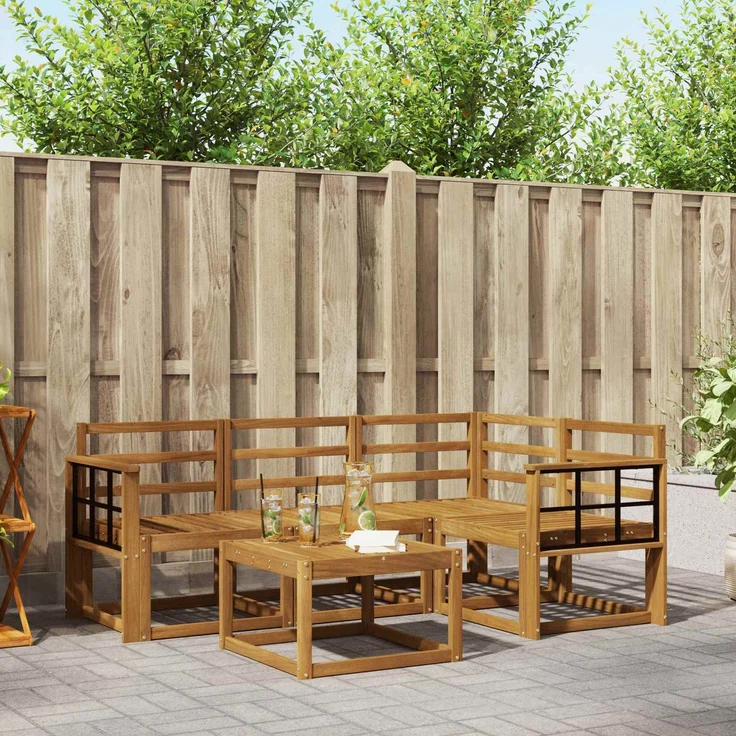vidaXL Outdoor-Sofagarnitur 5 stk. 4-Sitzer Natur Massivholz Akazie 3366367 – Bild 1