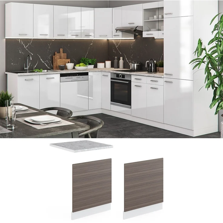 Frontblende R-Line Edelgrau 60 cm ohne Arbeitsplatte Vicco – Bild 2
