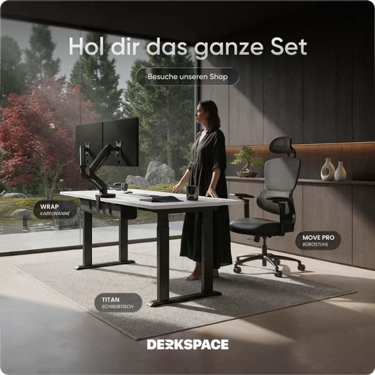 DESKSPACE Höhenverstellbarer Schreibtisch elektrisch mit leisem Dual-Motor – stabiles 4-Bein-Gestell (Schwarzes Gestell, Weiß Tischplatte, 160×80 cm) – Bild 9