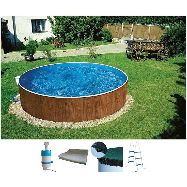 my POOL BWT Rundpool MAONI (Set, 5-tlg), Aufstellpool in Holzoptik in verschiedenen Größen