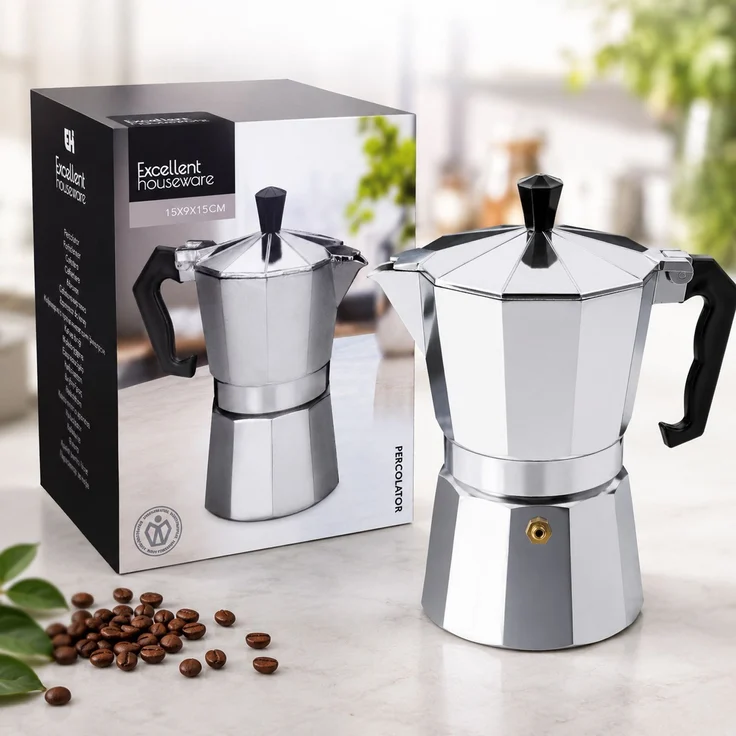 Espressokocher 330 ml aus Aluminium – Mokkakanne für 6 Tassen Espresso – Bild 2