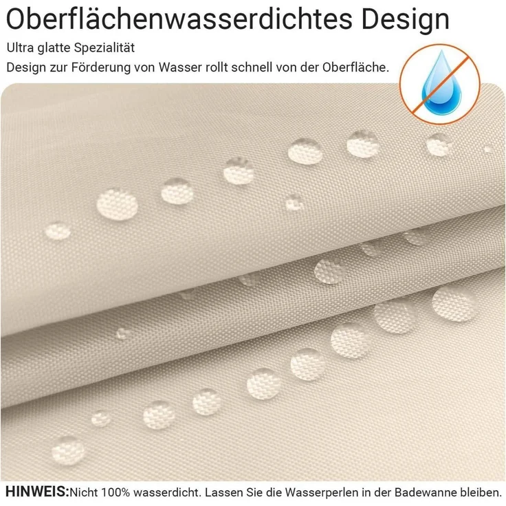 Duschvorhang 90x90 Beige Antischimmel Stoff Wasserabweisend waschbar – Bild 2