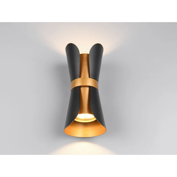 Trio Leuchten LED Wandleuchte Coat GU10 schwarz gold Metall – Bild 6
