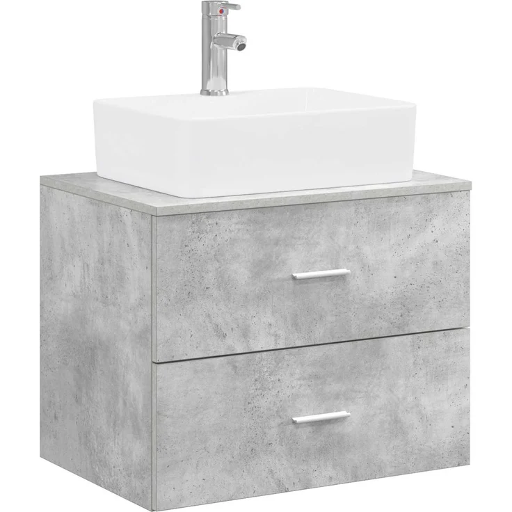 vidaXL Wandmontierter Waschbeckenunterschrank Betongrau 3404385 – Bild 2