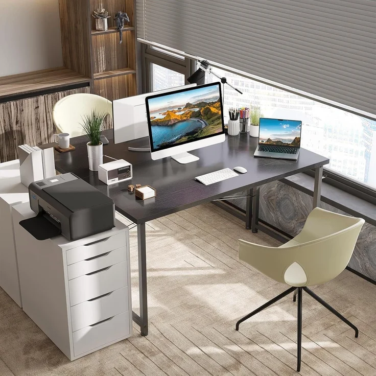 ODK Schreibtisch Schwarz 120x50x74cm Bürotisch mit Stauraum & Kopfhörerhalter – Bild 6