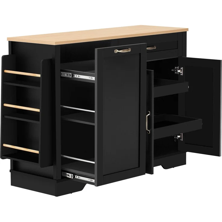 Merax Sideboard mit 3 Türen und einer Schublade, Buffetschrank mit ausziehbaren Regalen für Esszimmer, Wohnzimmer und Küche (Schwarz) – Bild 9
