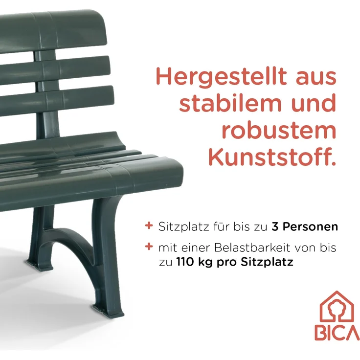 BICA Gartenbank Olimpia grün | wetterfest | Ideal für Garten, Outdoor | Sitzbank, Parkbank – Bild 2