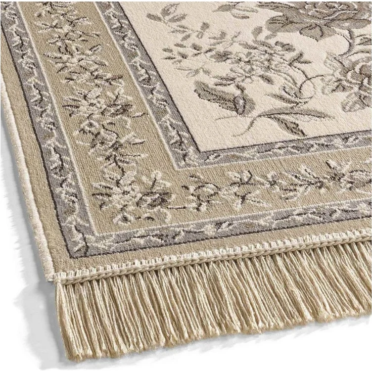 TaraCarpet Teppich Palazzo Royal Antique Roses Bordüre, rechteckig, Höhe: 6 mm, Bordüre Seiden Optik B.grau Wohnzimmer Schlafzimmer Esszimmer 135x195 – Bild 3