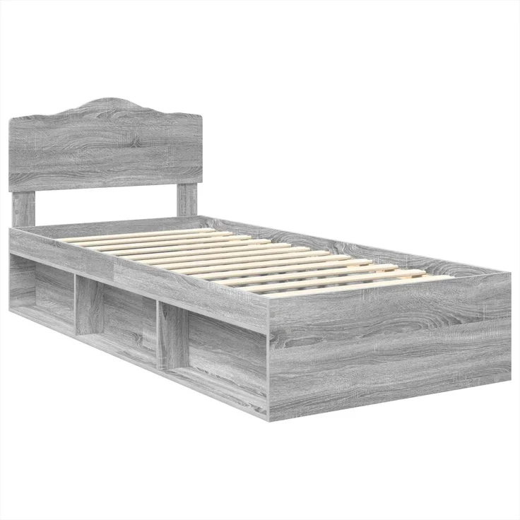 vidaXL Bettrahmen Graues Sonoma 90 x 190 cm Massives Kiefernholz 3412957 – Bild 3