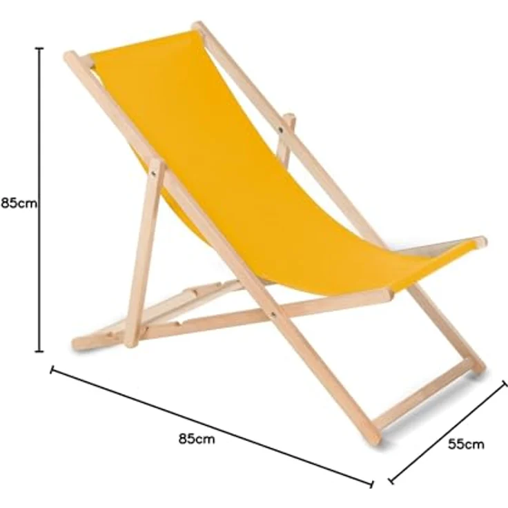 Green Blue Liegestuhl Sonnenliege Klappbar aus Buchholz ohne Armlehne Sonnenliege Gartenliege Liege (Gelb) – Bild 3