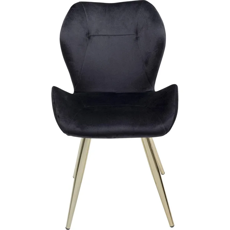 Kare Design Stuhl Viva, Schwarz, Esszimmerstuhl, Polsterstuhl, Samtoptik, 47cm Sitzhöhe, 82 x 50 x 59 cm (H/B/T)