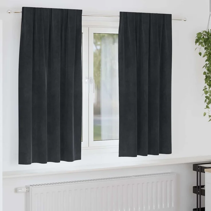 Verdunkelungsvorhänge 2 pcs | für Wohnzimmer & Schlafzimmer Schwarz 140 x 175 cm Samt – Bild 2