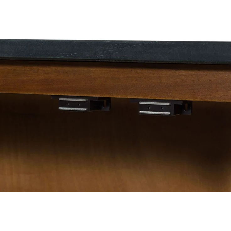 Sideboard Mango 180 x 40 x 80 dunkelbraun lackiert / Marmor schwarz FLORENZ #221 – Bild 4