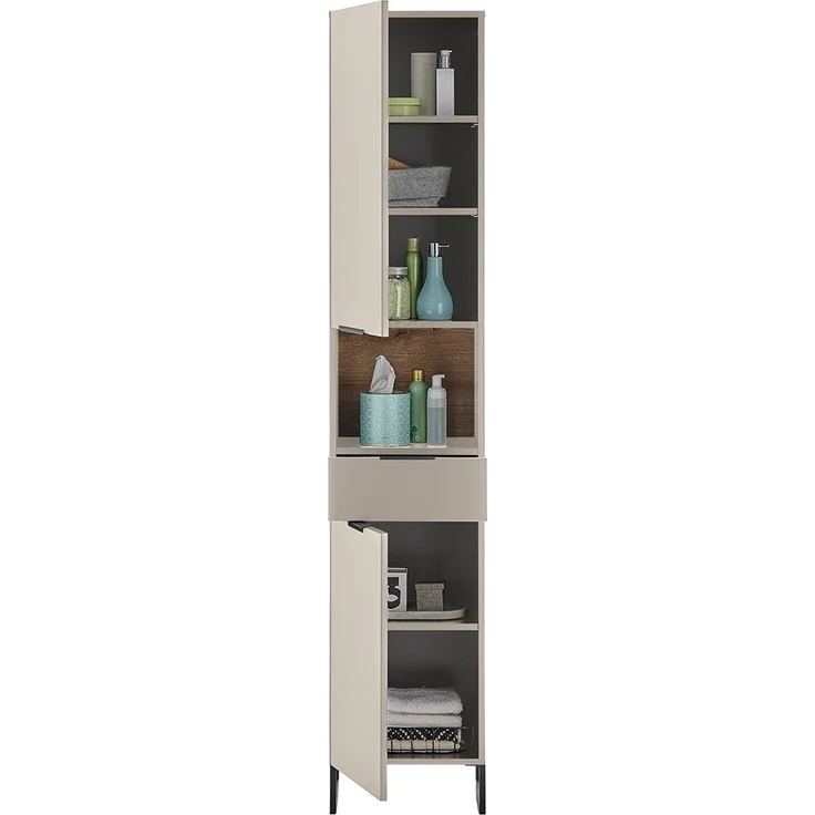 Hochschrank Djerba / Denver, Holzwerkstoff, Beige, Holzfarben, 38 x 195 x 32 cm – Bild 3
