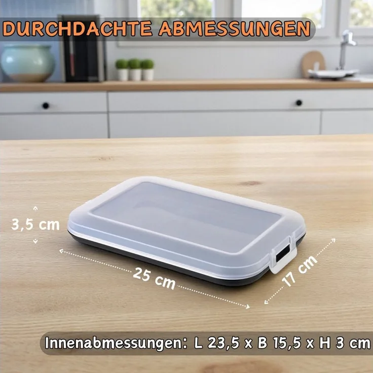 Engelland Frischhaltedose Aufschnittdosen für den Kühlschrank, Aufschnittboxen, PP-Kunststoff, BPA-frei, (Vorteils-Set, 3-tlg, mit transparentem Deckel), stapelbar, platzsparend, Ordnung im Kühlschrank, Organizer, Stapelbox