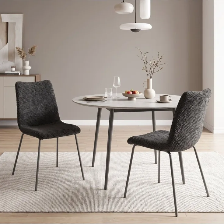 Esszimmerstühle 2er-Set 45 x 57 x 89 cm mit Samtbezug und Metallbeinen, Dunkelgrau