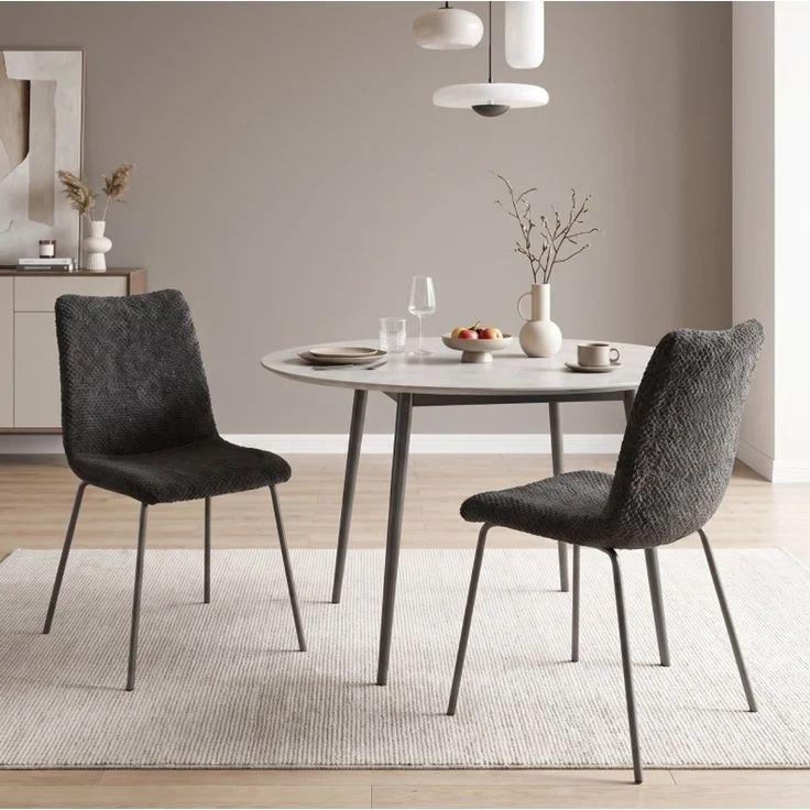 Esszimmerstühle 2er-Set 45 x 57 x 89 cm mit Samtbezug und Metallbeinen, Dunkelgrau – Bild 1