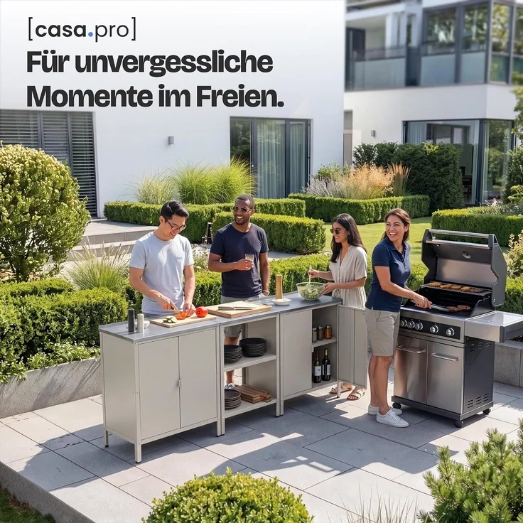 Outdoor Schrank Bolognano 92 x 80 x 50 cm Beige, matt [casa. pro] – Bild 8