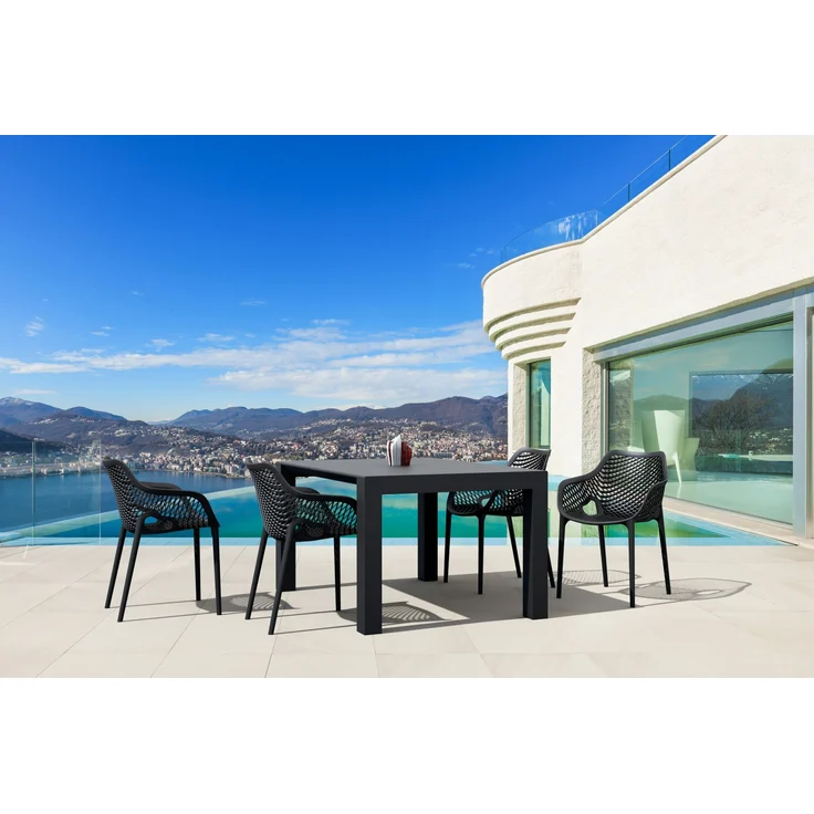 CLP Gartenstuhl Air XL 4er Set, Modern, Gestell Kunststoff, stapelbar, wetterfest,schwarz – Bild 5