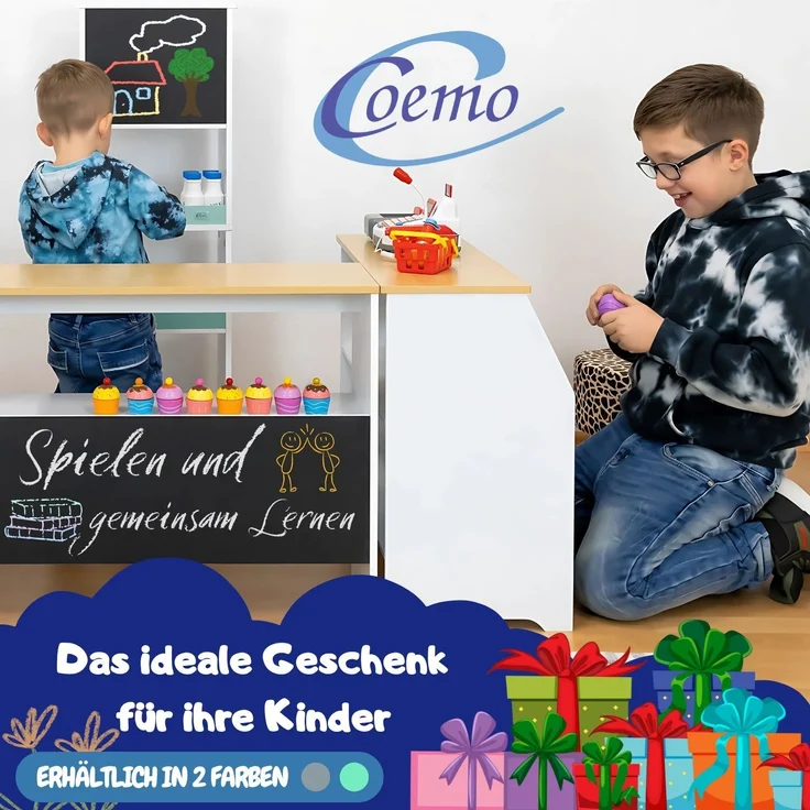 Coemo Spielküche Ida 4er Set aus Holz 4-tlg. Kinderküche in Türkis – Bild 7