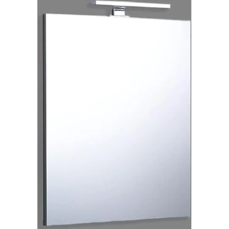 KIAMAMI VALENTINA Badezimmerspiegel 60x70 cm umkehrbar mit verchromter LED-Lampe und grauem ABS-Rahmen – Bild 4