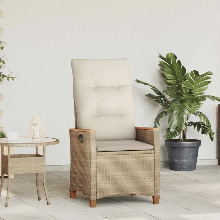 vidaXL Verstellbarer Gartenstuhl Beige und Creme 64 x 57,5 x 112 cm 42026861