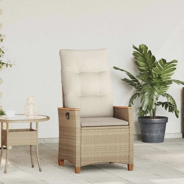 vidaXL Verstellbarer Gartenstuhl Beige und Creme 64 x 57,5 x 112 cm 42026861 – Bild 1