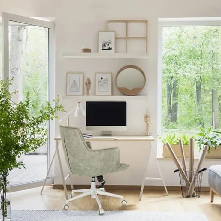 hjh LIVING Homeoffice Stuhl gepolstert SOLAO Life W Schreibtischstuhl Drehstuhl höhenverstellbar, Stoffbezug Grau – Bild 8
