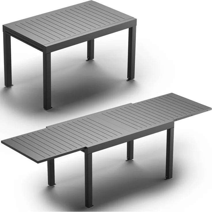JUMMICO Gartentisch Ausziehbar aus Aluminium, Wetterfester & Kratzfester Tisch mit Sicherheitsauszug, Leichter Esstisch für Balkon, Terrasse und Garten