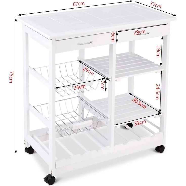 COSTWAY Kuechenwagen Servierwagen Trolley Beistellwagen Kuechenregal Rollwagen Holz Farbwahl – Bild 4