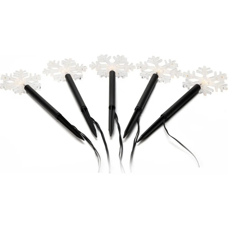KONSTSMIDE LED Gartenleuchte Weihnachtsdeko aussen, LED fest integriert, Warmweiß, LED Spiessleuchte mit 5 Schneeflocken, 5 warm weiße Dioden – Bild 2