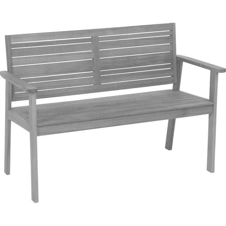 greemotion 'Maui' Gartenbank, 2 Sitzer, mit Rückenlehne, wetterfest aus FSC Akazienholz, Grau, 120 x 83 x 58 cm