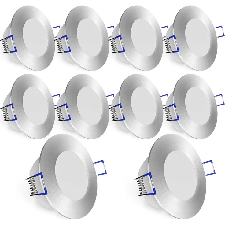 linovum LED Einbaustrahler WEEVO 10er Set Einbaustrahler LED Bad extra flach 5W neutralweiss, Neutralweiß