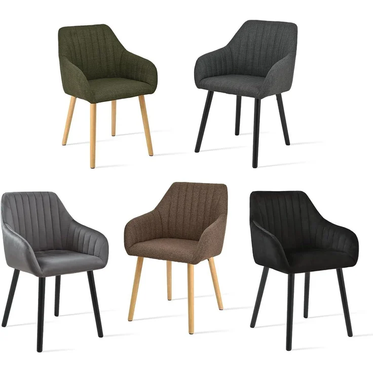 Esszimmerstühle Schwarz Holzbeine 4er Set Dunkelgrau polyester – Bild 8