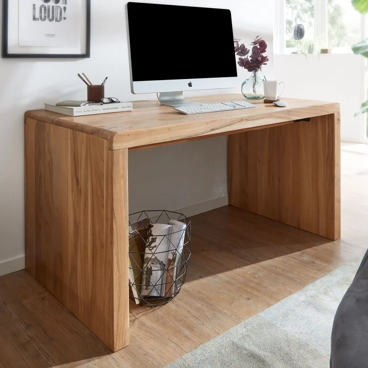 Schreibtisch >BOHA< in Akazie, Massivholz - 160x76x80cm (BxHxT) – Bild 1