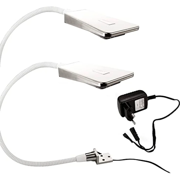 SOTECH 2 x LED Bettleuchte Luminoso, flexibles 2er Set in Weiß mit 3-stufiger Helligkeitseinstellung und Netzteil – Bild 1