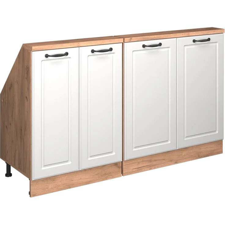 Küchenschrank für Dachschrägen R-Line Weiß Landhaus 140 cm 2er Set Vicco – Bild 1