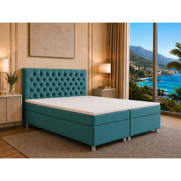 Best for Home Boxspringbett Trinity K-14 mit 7-Zonen-Matratze und Stauraum (Boxspringbett-Set, 1-St, Boxspringbett-Set inklusive Matratze, Topper und Bettkästen), 7-Zonen-Matratze, PUR-Schaum-Topper, gepolstertes Kopfteil