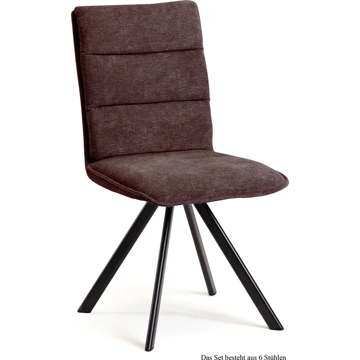 Esszimmerstuhl (6er-Set) Debbi 47x92x60 Schwarz/Braun