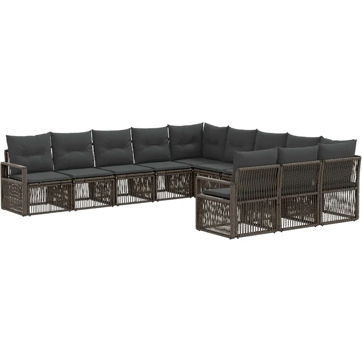 vidaXL Gartensofa-set 11 stk. 11-Sitzer Grau Poly-Rattan 3435851 – Bild 2