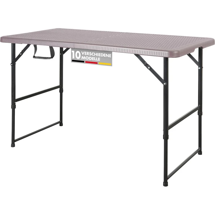 Floordirekt- Gartentisch Klappbar Kunststoff 120x60 cm - Buffettisch mit Tragegriff - Klapptisch für Garten Terrasse und Balkon - Campingtisch 6 Personen (Saga)