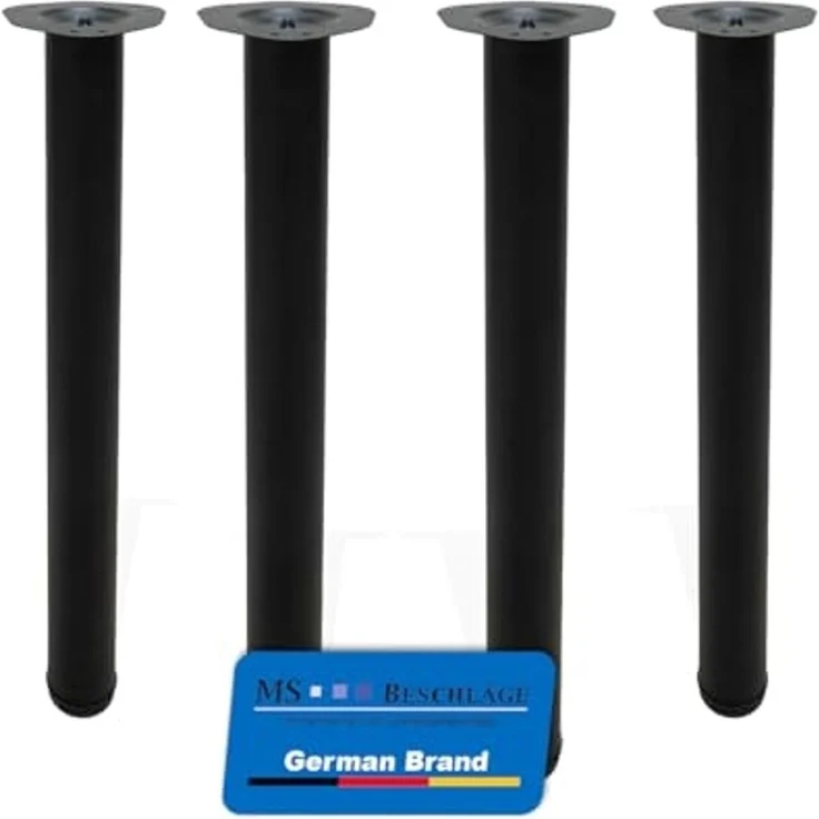 MS Beschläge Tischbein Tischfüße 710mm Schwarz matt - Set DIY Tischstütze, Ø 60mm Metall Esstischbein - höhenverstellbar – Bild 1