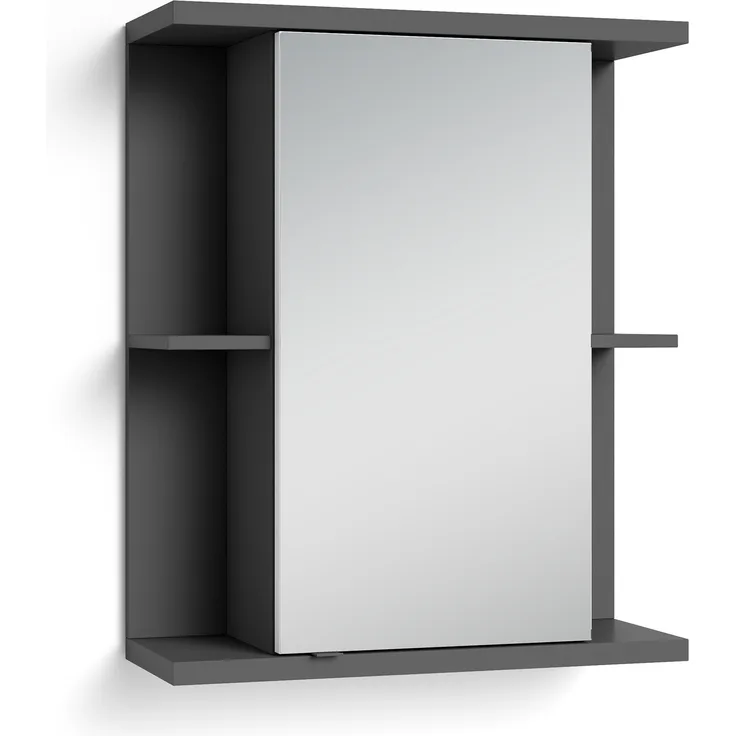 byLIVING Badezimmer Spiegelschrank NEBRASKA mit Spiegeltür / Moderner, 1-türiger Spiegel Hängeschrank in anthrazit / B 60, H 70, T 25m / mit viel Stauraum