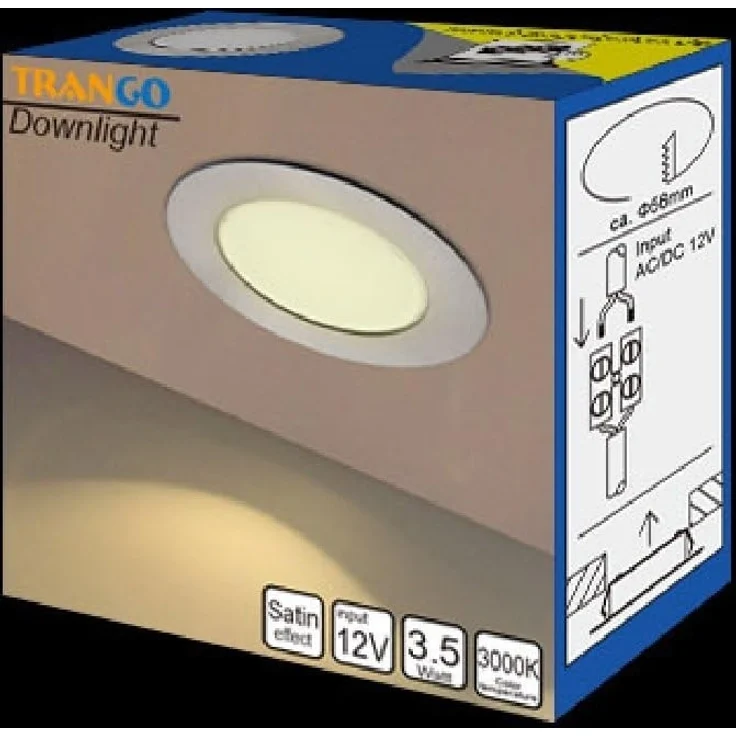 TRANGO LED Einbauleuchte, 4er Set G4E-042T LED Möbel Einbaustrahler 12Volt AC/DC inkl. 1 x LED-Trafo (12 Volt - 2000mAh) Schrank-Einbauleuchte in Edelstahl-Optik, Deckenleuchte, zum Austausch G4 Halogen Möbelleuchten, Küchenhaube-Leuchten – Bild 4
