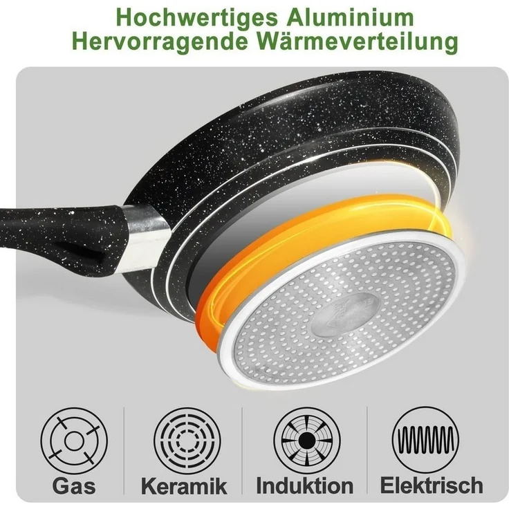 Scheffler Bratpfanne Pfanne 20/24/28 cm Pfanne Induktion Beschichtete Pfanne, Aluminium (Pfannen), Induktion – Bild 2
